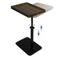 thumbnail image 1 of HDUTNGISN 360° Swivel Height Adjustable Side Table with Device Slot for Couch,Bed,Chair (Walnut), 1 of 9