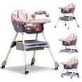 thumbnail image 1 of HDUTNGISN 4-in-1 Foldable Baby High Chair with 5-Point Harness, Double Plates & Toy Rack, Purple, 1 of 9
