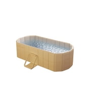 HDUTNGISN 47"Foldable Bathtub for 2 People,Upgraded Adult Tub for Hot Ice Bath,Yellow with a Lid