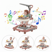 HDUTNGISN 5-in-1 Red Adjustable Baby Walker with Wheels for Boys & Girls