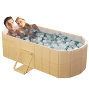 HDUTNGISN 59"Large Foldable Bathtub for 2 People, Upgraded Adult Tub for Hot Ice Bath,Yellow