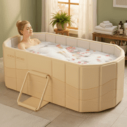 HDUTNGISN 59"Large Foldable Bathtub for 2 People, Upgraded Adult Tub for Hot Ice Bath,Yellow