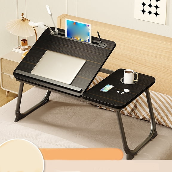 HDUTNGISN Bed Desk 22" 5-Level Adjustable Foldable Laptop Desk with Cup Holder-Bed & Couch Table,Black Canary