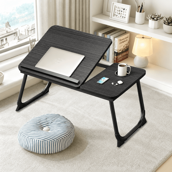 HDUTNGISN Bed Desk 22" 5-Level Adjustable Foldable Laptop Desk ,Black Canary