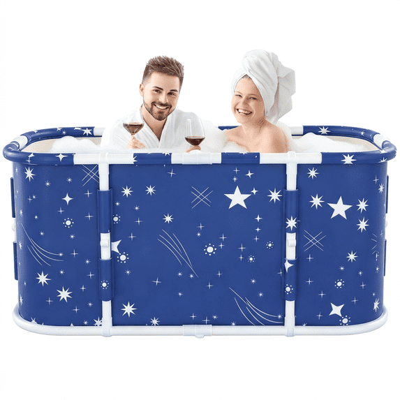 HDUTNGISN 47.2"Adult Foldable Bathtub,Portable,Freestanding,for Hot/Ice Baths,Star