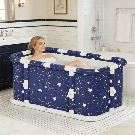 HDUTNGISN 47.2"Adult Foldable Bathtub,Portable,Freestanding,for Hot/Ice Baths,Star