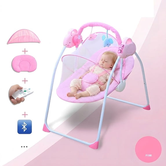 HDUTNGISN Pink Electric Baby Swing for Newborns,Motorized with Bluetooth Music & Remote Control