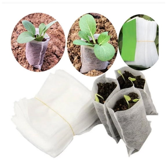 HDWUEN 100PCS Nursery Bags, Non-Woven Planting Bags Flower Pot Home Garden Seedling Flower Garden Grow Plant Pots Grow Bags Patato Mushroom,White