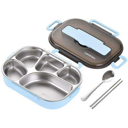 HDWUEN 5 Compartment Bento Box,Stainless Steel Bento Utensil Set,Stackable Lunch Box With Lids