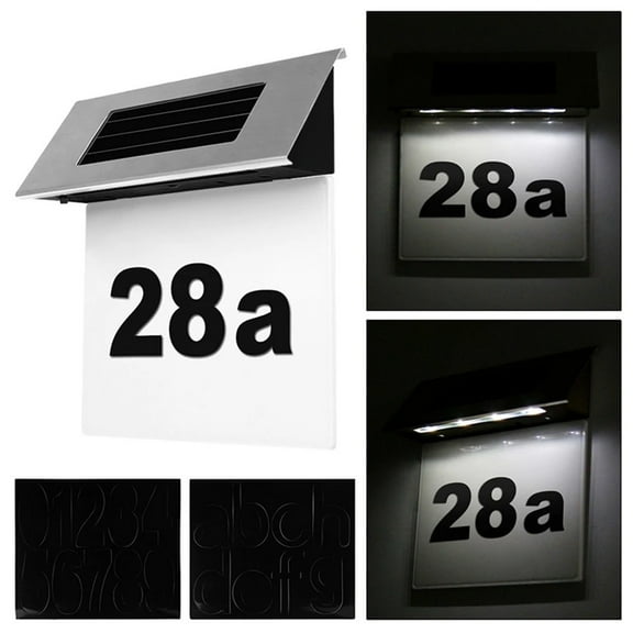 HDWUEN Address Sign House Numbers Light Waterproof Address Numbers Outdoor Solar Powered Illuminated Address Tablet for Outside Front Door Yard Street House