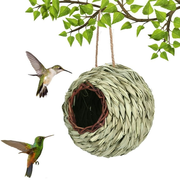HDWUEN Bird Feeder Rattan Hummingbird Nest Ball Tree Hanging Bird House