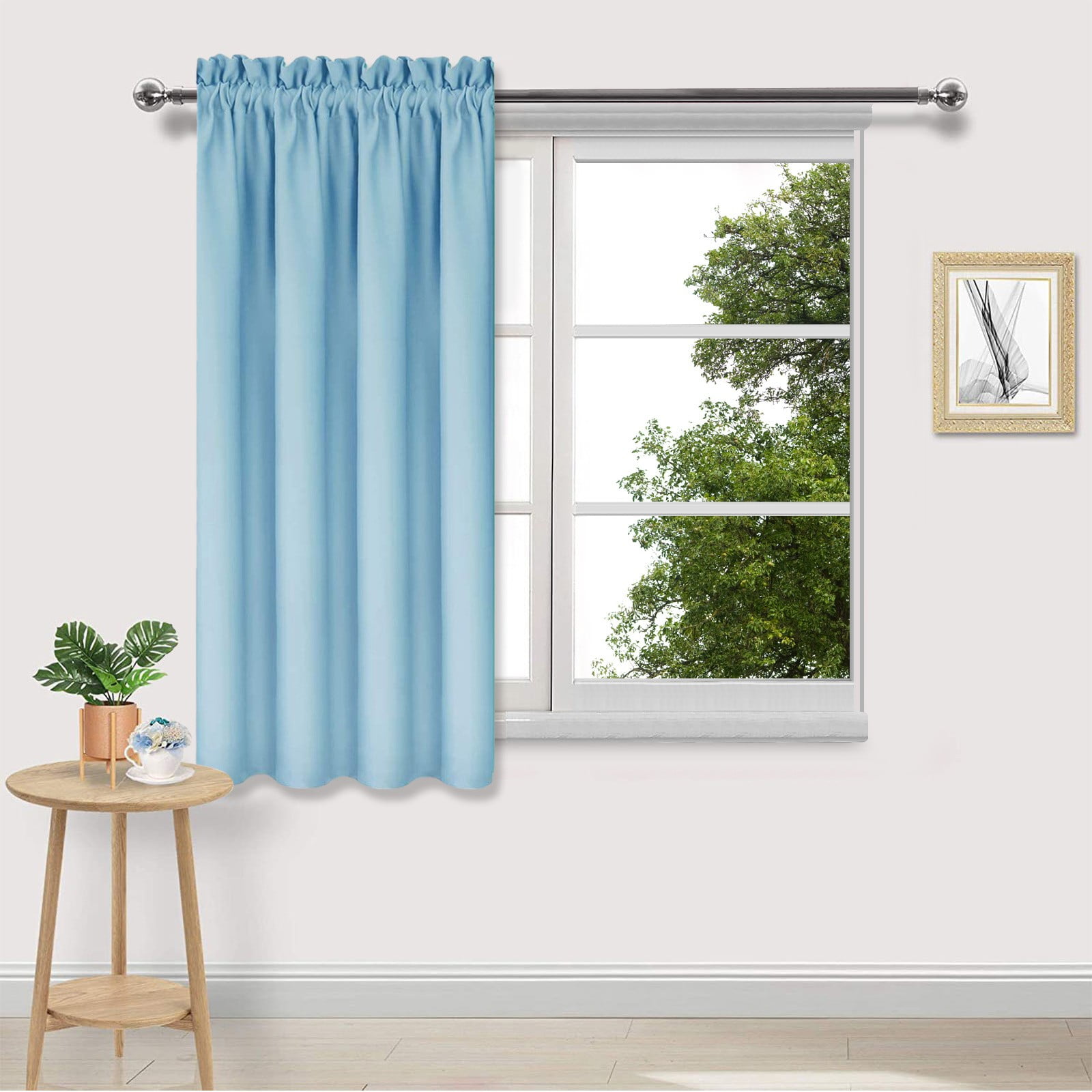 HDWUEN Blackout Curtains Silk Curtains Modern Plain Curtains&Drapes for Living Room Balcony