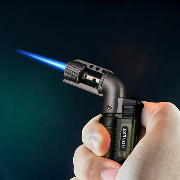 HDWUEN Cool Lighters for Men,Jet Flame Torch Windproof Butane Torch Lighter for Outdoor BBQ Kitchen Refillable Lighters,Black