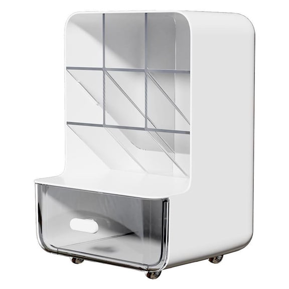 HDWUEN Desk Stationery Storage Shelf,7 Lattice Partition Sundries Storage,Desk Bookshelf,5.7×5.3×8.4In,White