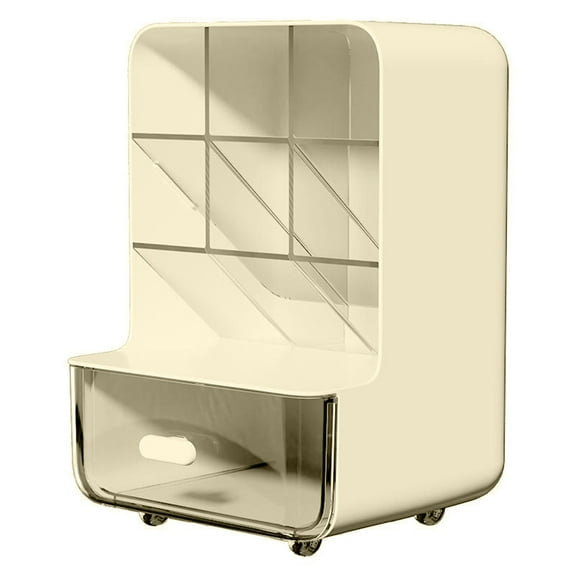 HDWUEN Desk Stationery Storage Shelf,7 Lattice Partition Sundries Storage,Desk Bookshelf,5.7×5.3×8.4In,Yellow