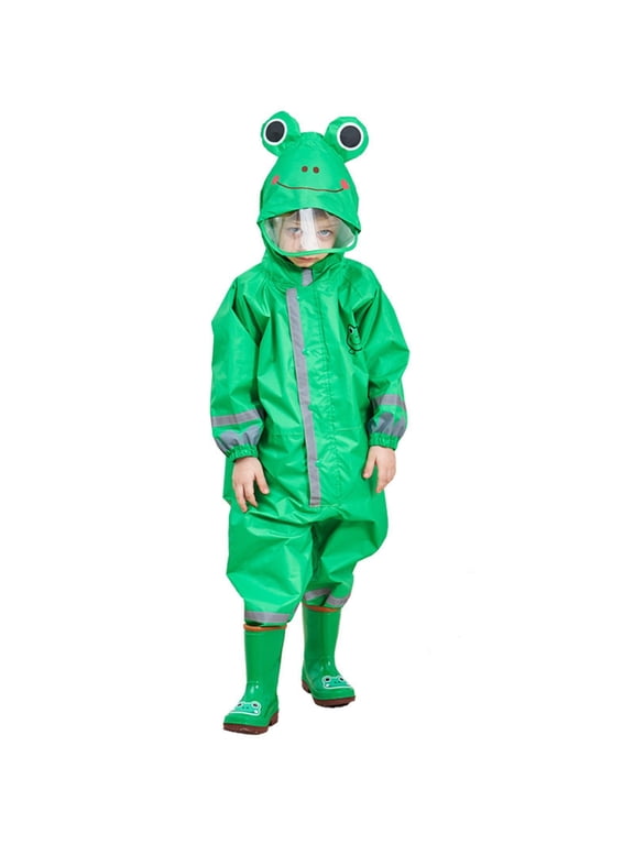 Kids Raincoats Waterproof Rain Jacket Hooded Rain Poncho Toddler Boys Girls Frog Rain Suit Reusable Rainwear 3-10 Years,L