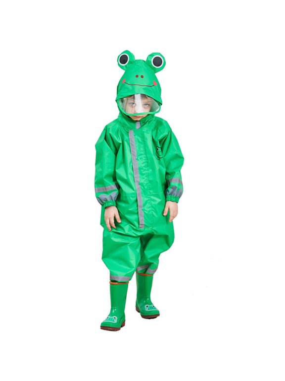 Kids Raincoats Waterproof Rain Jacket Hooded Rain Poncho Toddler Boys Girls Frog Rain Suit Reusable Rainwear 3-10 Years,M