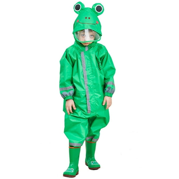 HDWUEN Kids Raincoats Waterproof Rain Jacket Hooded Rain Poncho Toddler Boys Girls Frog Rain Suit Reusable Rainwear 3-10 Years,S