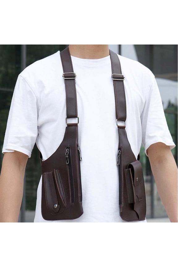 Mens Anti Underarm Shoulder Bag Adjustable PU Leather Cross Body Strap Wallet Bag Outdoor Phone Bag