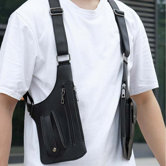 HDWUEN Mens Anti Underarm Shoulder Bag Adjustable PU Leather Cross Body Strap Wallet Bag Outdoor Phone Bag