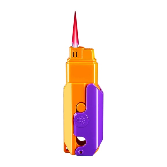 HDWUEN Metal Gas Lighter,Jet Flame Torch Butane Torch Lighter for Outdoor BBQ Kitchen Refillable Lighters Windproof,Orange