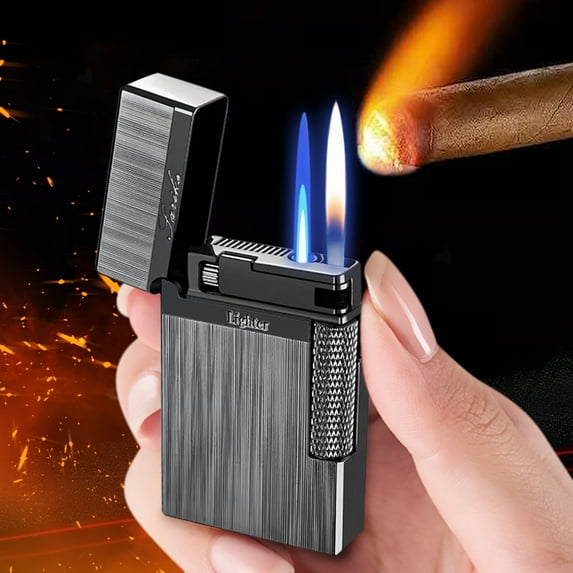 HDWUEN Wind Resistant Lighter,Traditional Butane Lighter Torch Cool Novelty Lighter Candle Lighter,Black