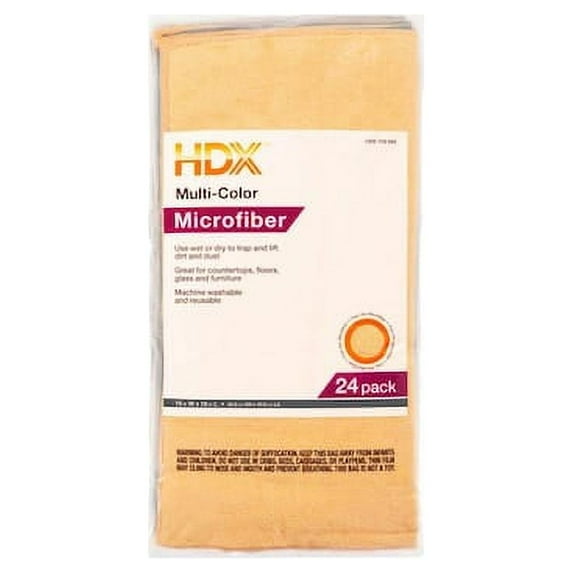 HDX 16 in. x 16 in. Multi-Purpose Microfiber Cloth (24-Pack)