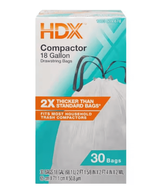 HDX 18 Gallon White Kitchen and Garbage Compactor Drawstring Bags (30-Count)