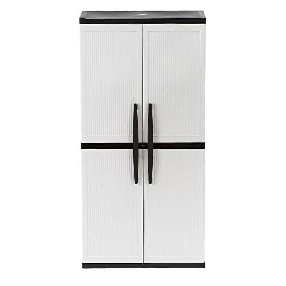 HDX 221872 35 in. W 4-Shelf Plastic Multi-Purpose Tall Cabinet in