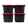 thumbnail image 1 of HDX 27 Gal. Tough Storage Tote in Black with Red Lid (4-Pack), 1 of 10