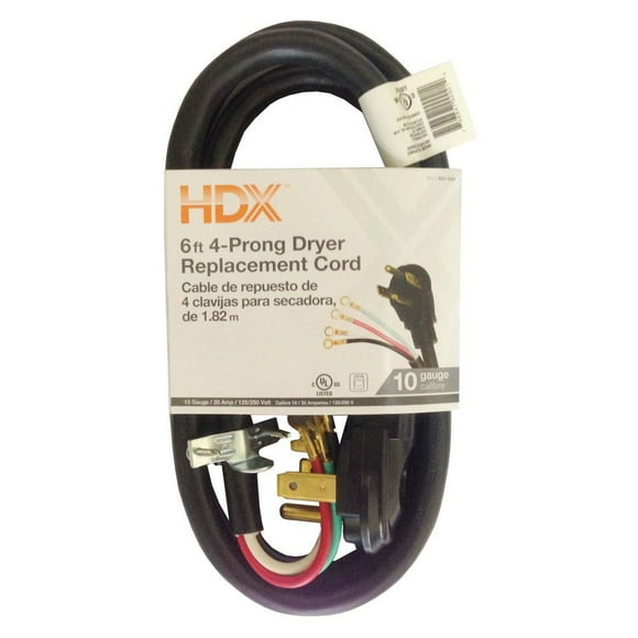 HDX 6 ft 4-Wire Black Dryer Replacement Extension Cord
