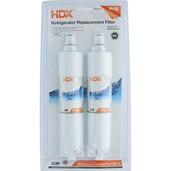 FMW-2 Premium Refrigerator Water Filter Replacement Fits Whirlpool Filter 5 (2-Pack)