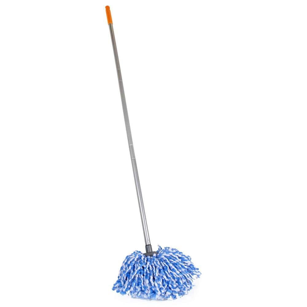 Blue and White Microfiber Braided Loop String Wet Mop Head