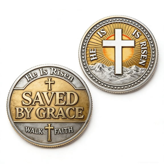 HE IS RISEN 3D Embossed Coin, Jesus Knight Christ Protector Metal Collectible, Faith Gift for Men Collectors, Spiritual Keepsake