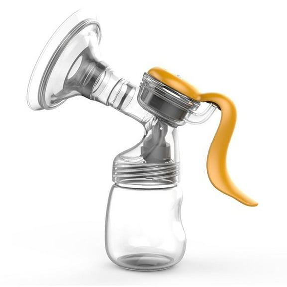 HE. Manual Breast Pump Single Hand Breast Pump for Breastfeeding with 150ml Milk Bottle 110 Wide Angle Silicone Breast Shield