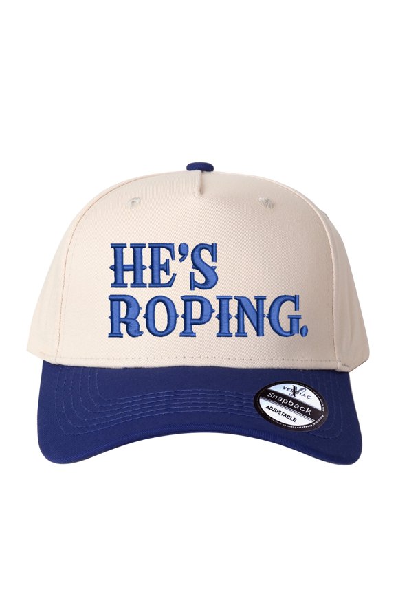 HE'S ROPING Letter Embroidered Color Block Trucker Hat Unisex Adjustable Cotton Breathable Fashion Cap for Travel Daily Wear