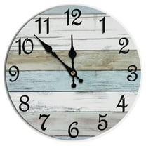 HE. Wall Clock Silent Non Ticking Wall Clocks Battery Operated, Rustic Gray Clock Decorative for Kitchen Bathroom Bedroom Living Room(10 In)