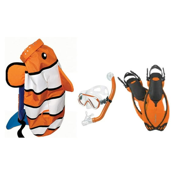 HEAD 480315SFCLFLXL Premium Youth Sea Pals Snorkel Mask & Fins Set, Orange, LXL