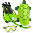 thumbnail image 1 of HEAD 480315SFTURLXL Premium Youth Sea Pals Snorkel Mask & Fins Set, Green, LXL, 1 of 6