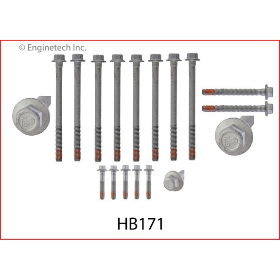 Enginetech HB171 Engine Head Bolt Set- For One Cylinder
