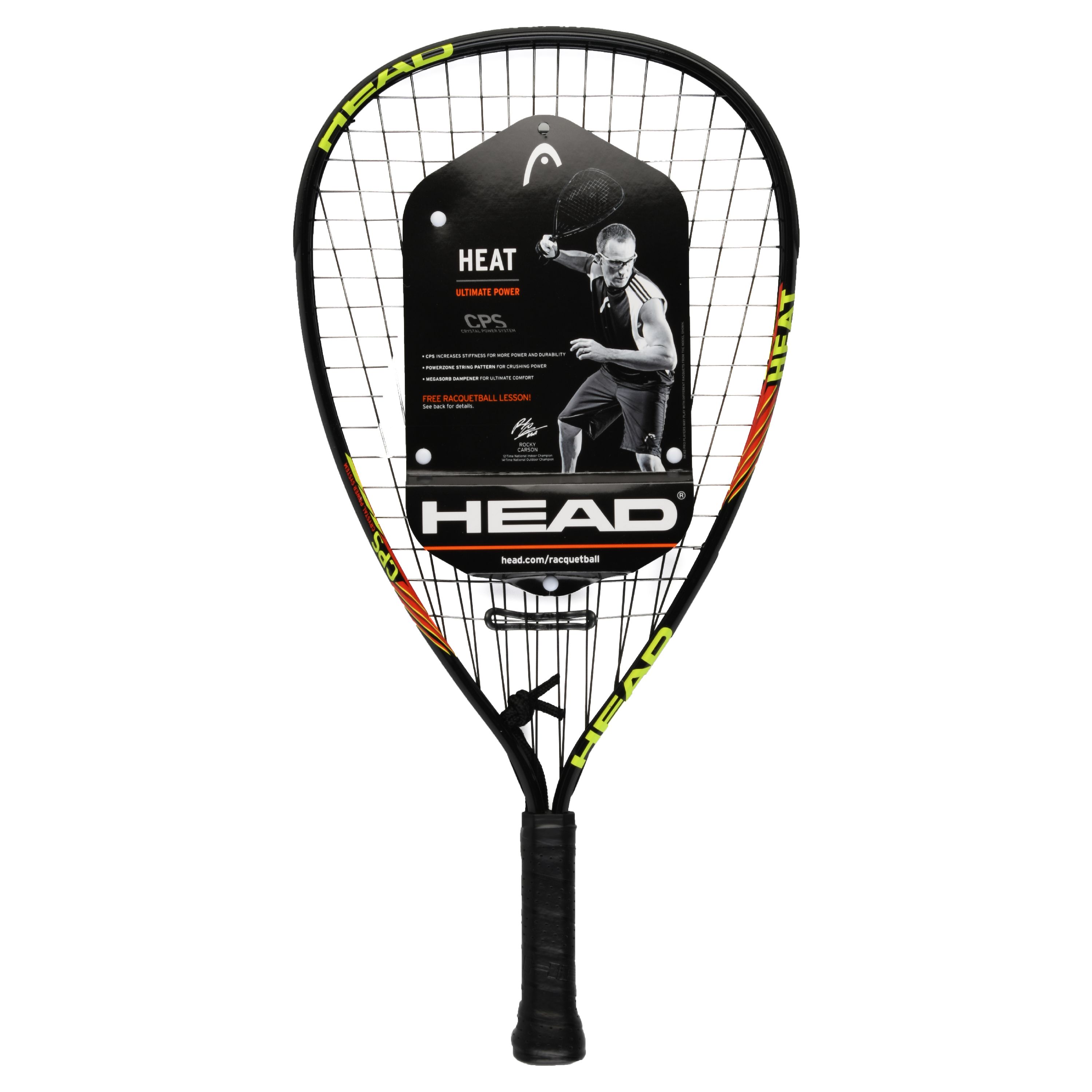 HEAD CPS Heat Racquetball Racquet, Pre-Strung, 107 Sq. in. Head Size, 6.7 Ounces, Black/Yellow - image 1 of 2