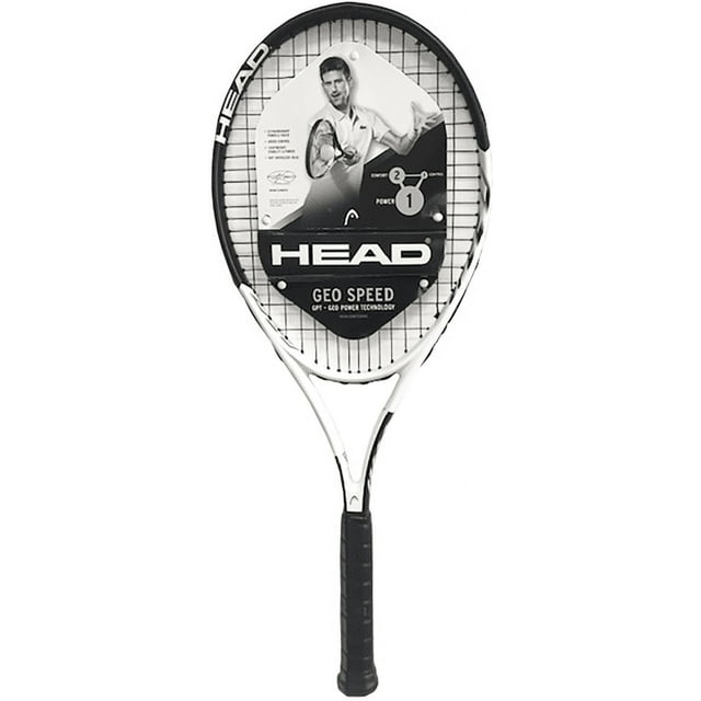 HEAD Geo Speed Adult Tennis Racquet, PreStrung, Black/White, 10.4 oz
