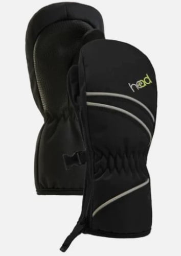 HEAD Junior Kids Ski Mittens Winter Gloves, Insulated Waterproof, Black, Size Small (4–6 Years)