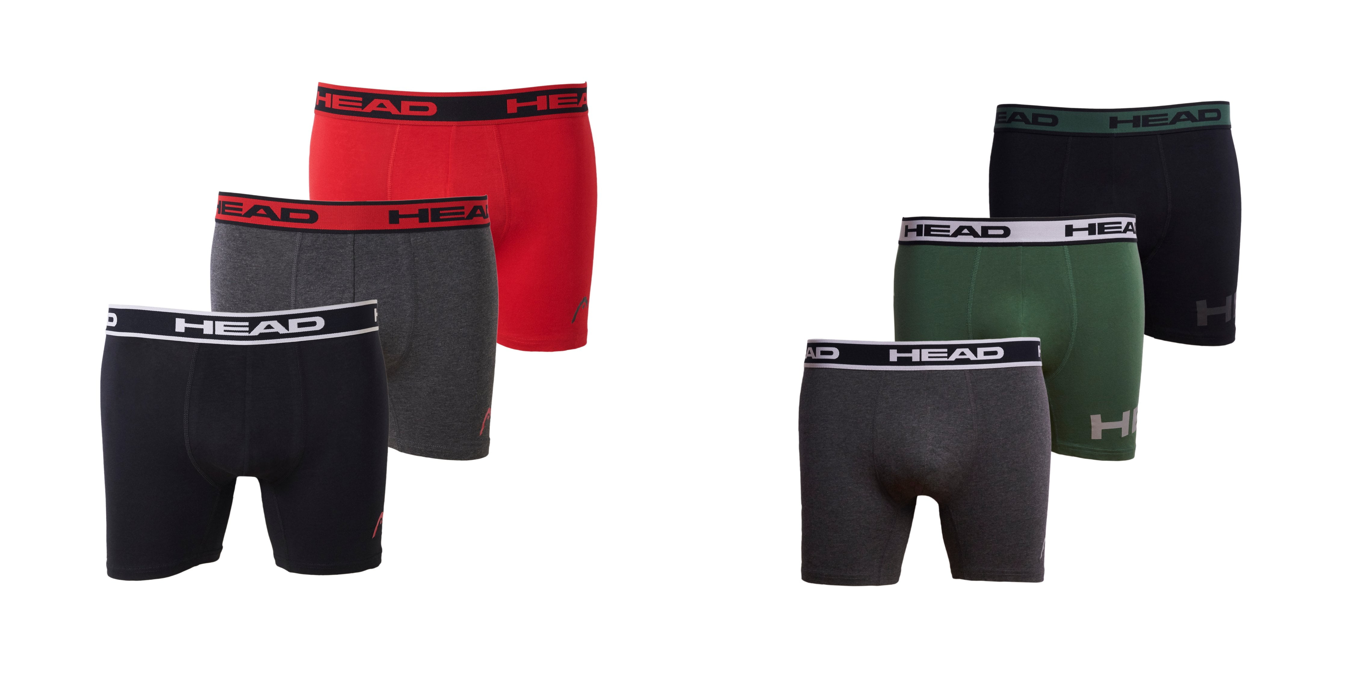 HEAD Mens Athletic Underwear 6Pack Stretch Athletic Boxer Briefs