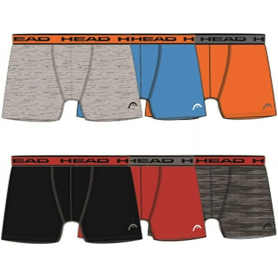HEAD Mens Athletic Underwear - 6-Pack Stretch Athletic Boxer Briefs Training Breathable Athletic Fit No Fly