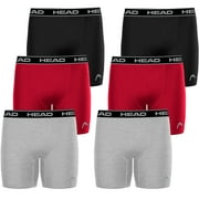HEAD Mens Boxer Briefs Active Performance Breathable Underwear for Men, Red/Heather Grey/Bla Small 6-Pack