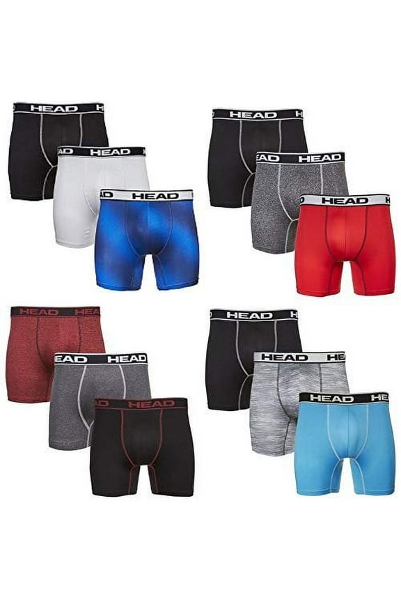 Mens Performance Boxer Briefs - 12-Pack Athletic Fit Breathable Tagless Underwear