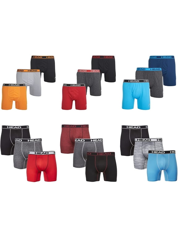 Mens Performance Boxer Briefs - 6-Pack Mystery Colors Stretch Underwear Breathable No Fly Up to Size 5X