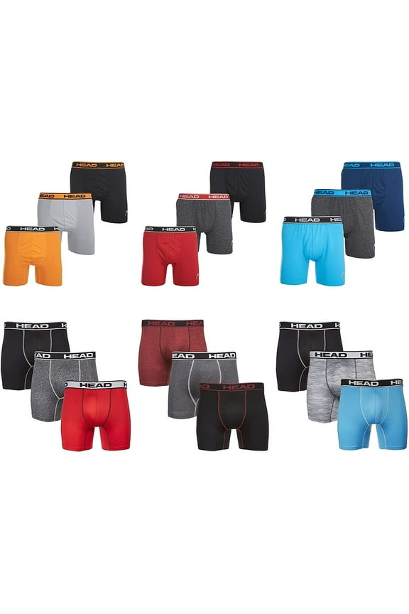 Mens Performance Boxer Briefs - 6-Pack Mystery Colors Stretch Underwear Breathable No Fly Up to Size 5X