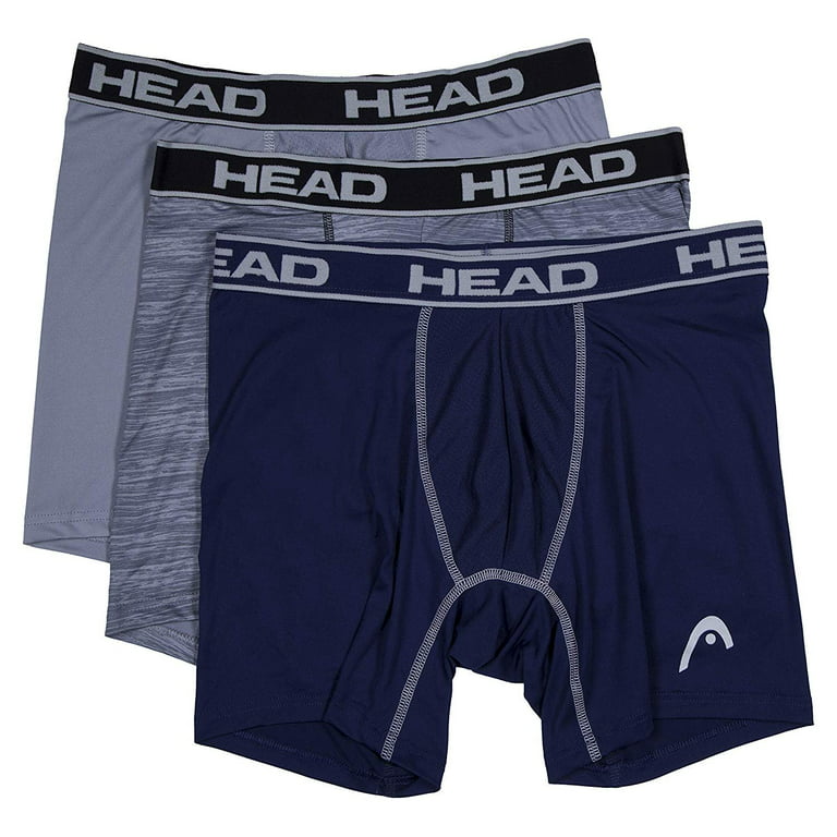 HEAD Mens Performance Underwear - 3-Pack Stretch Performance Boxer Briefs  Training Breathable Athletic Fit No Fly 